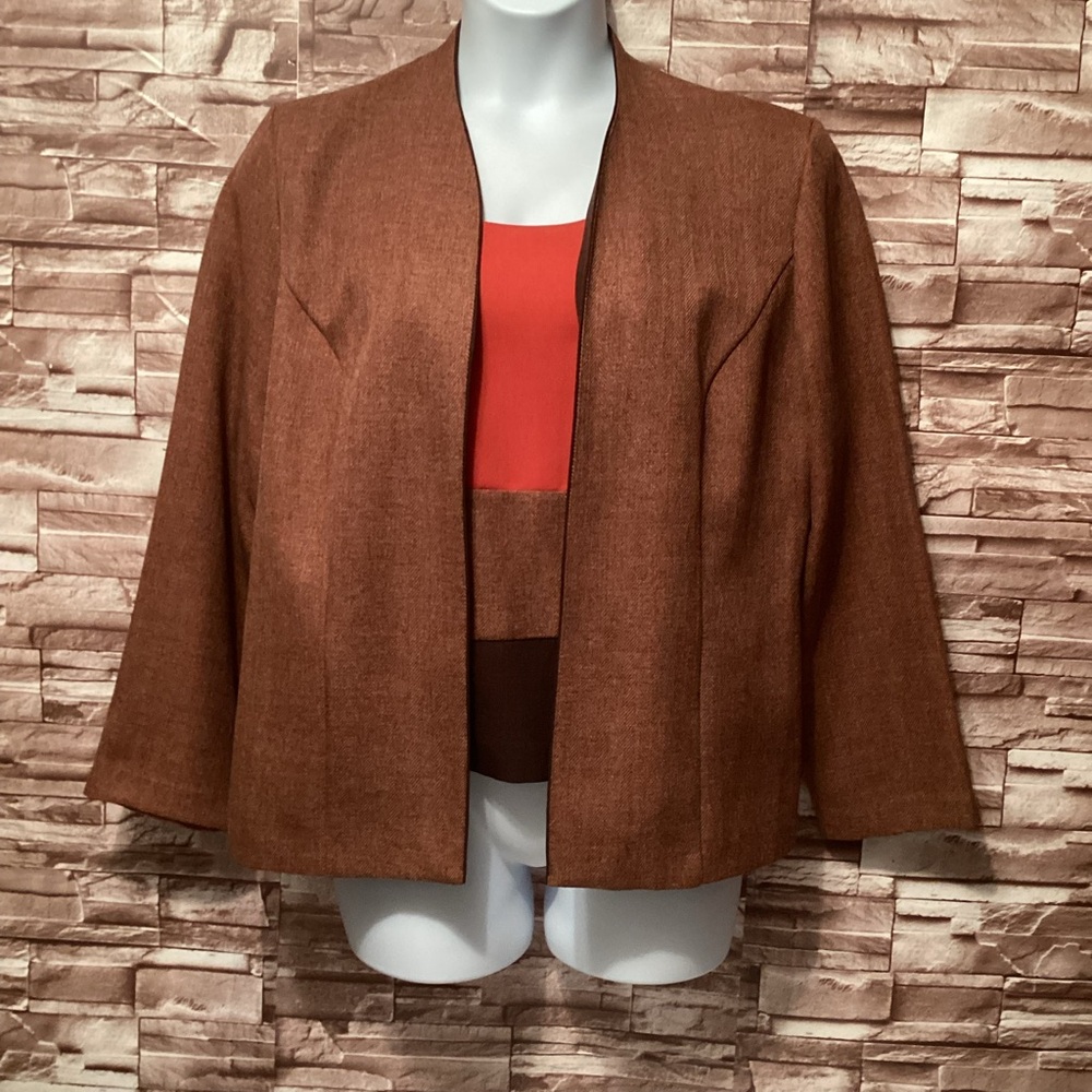 Kari New York Chic Brown Open Blazer 16